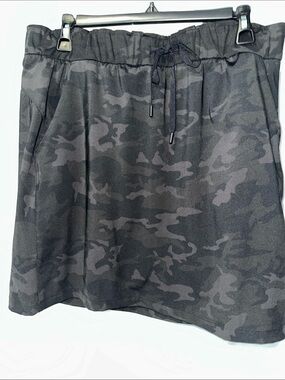 Hilary Radley Dark Gray Camo Drawstring Mini Skirt